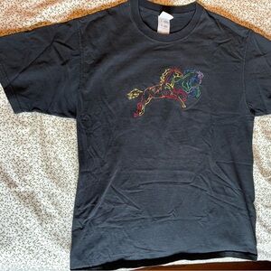 Fruit of the Loom Black Tee with Colorful Design